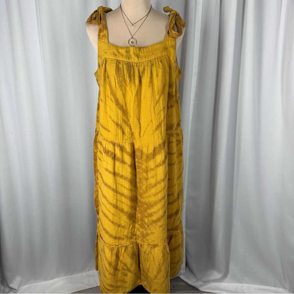 Tie‎ Dye Maxi Dress Sz M Adjustable Tie Strap Cottage Hippie Beach Boho Festival